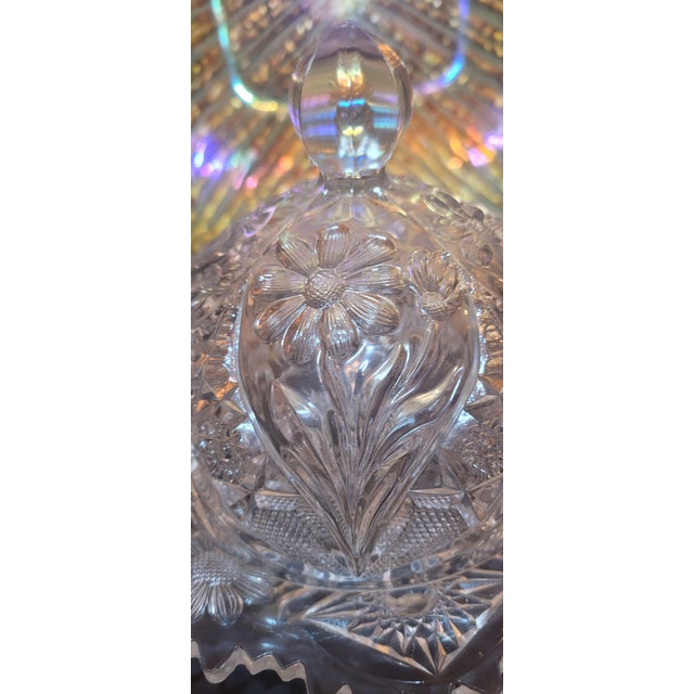 This exquisite piece of Early American Pattern Glass (EAPG) is an authentic covered butter dish from the esteemed Imperial...