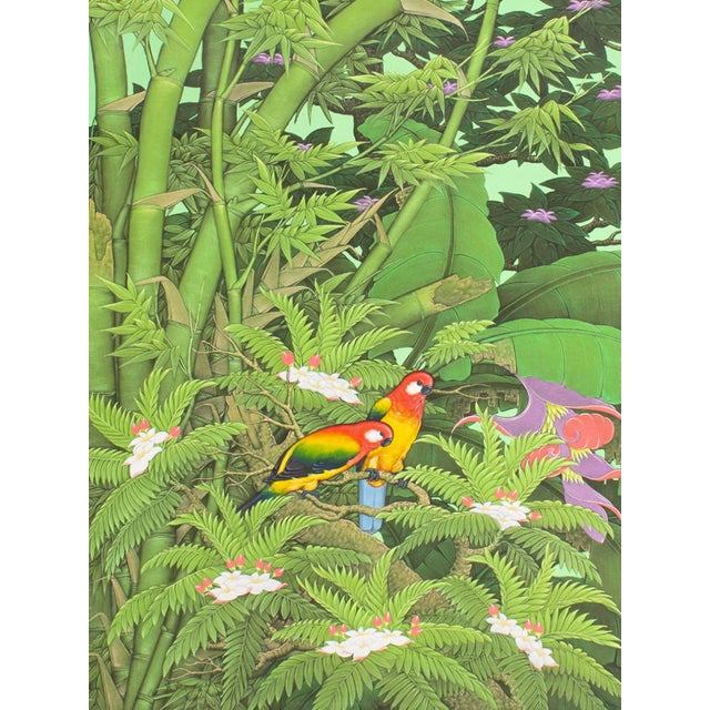 A painting on canvas by the Balinese artist W. Kuparyadi. This vibrant and highly detailed work depicts a tropical...