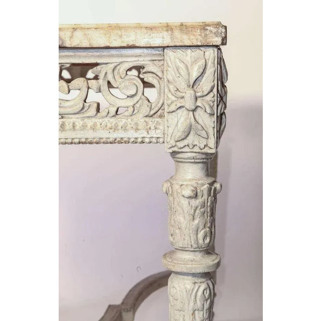 19th-Century French Ivory Painted Center Table with Marble Top For Sale - Image 6 of 9