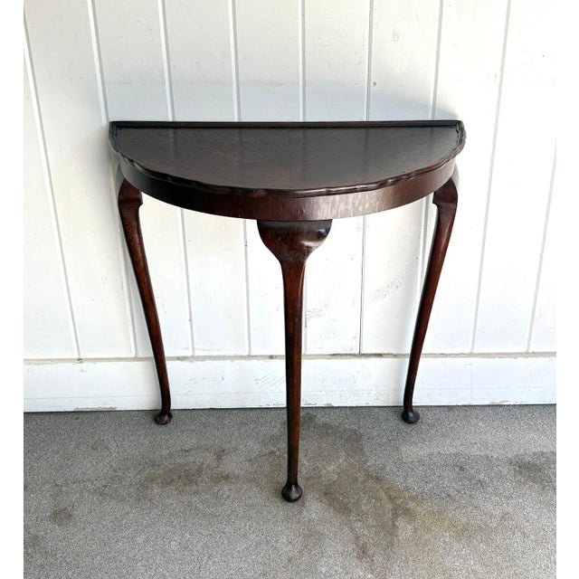 Antique Queen Anne Mahogany Demilune Table For Sale - Image 4 of 4