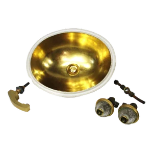 Sherle Wagner Styled Gold Plated Sink , Glass , Bath Fixtures