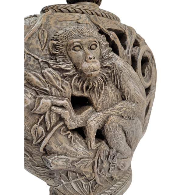 Hollywood Regency Sculptural Monkey Table Lamp For Sale - Image 9 of 11