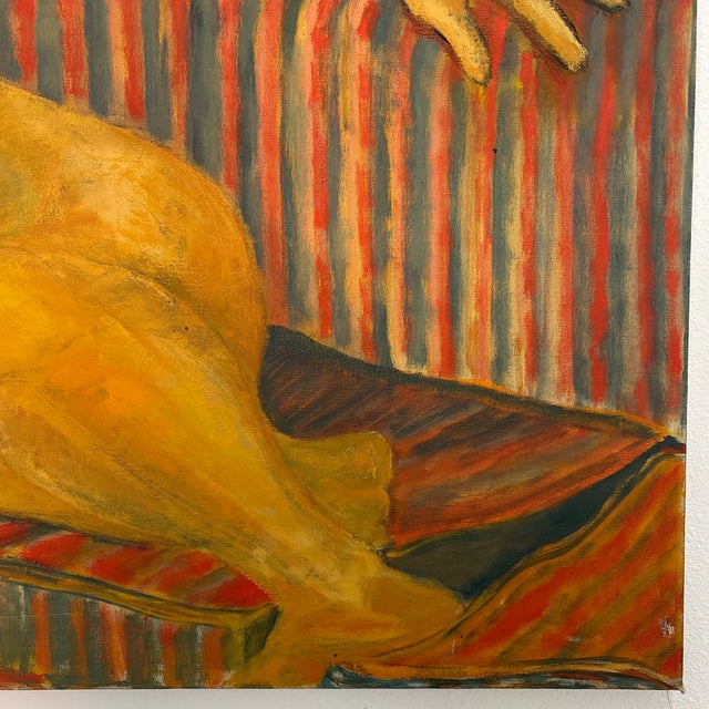 1960s Mid-Century Impressionist Painting on Canvas of a Woman For Sale - Image 5 of 11