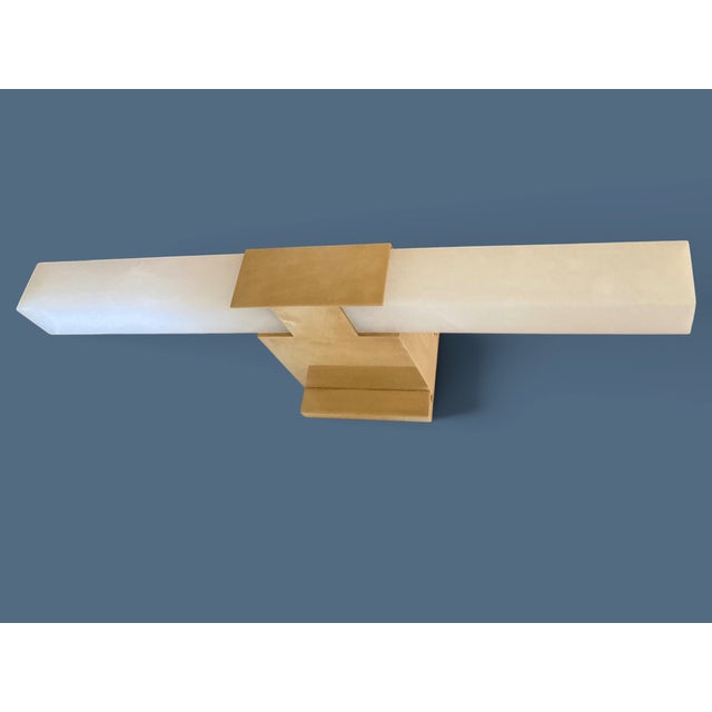 Kelly Wearstler for Visual Comfort Covet 24" Alabaster Bath Light in Antique-Burnished Brass For Sale - Image 12 of 18