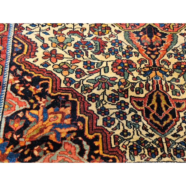 19th Century Persian Farahan Rug, Hand-Knotted Wool, Floral Pattern, Tan & Navy, 4x5 For Sale - Image 12 of 16