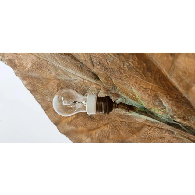 Metal Brass Lamp with Two Leaves by Tommaso Barbi For Sale - Image 7 of 18