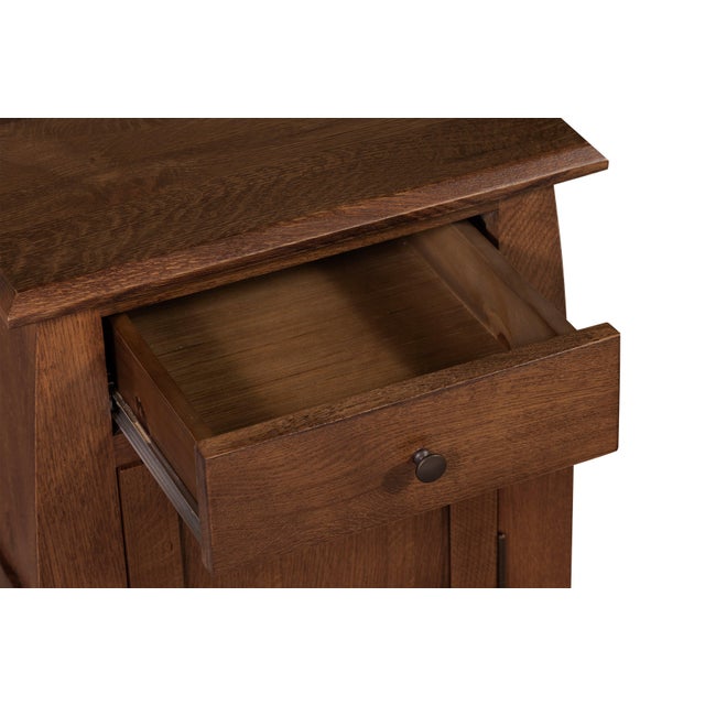 Mission White Oak 1 Drawer 1 Door Inlay End Table - Walnut Stain For Sale - Image 4 of 10