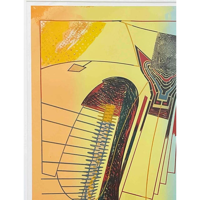 Abstract Large Vintage Lithograph - Signed and Dated For Sale - Image 3 of 8