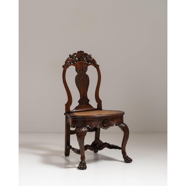 19th Century British Chestnut Brown Ceylon George I Colonial Chair with Rattan Seat For Sale In Greensboro - Image 6 of 15
