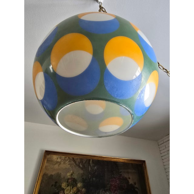 Vintage 60s Mid-Century Modern Hanging Globe Lamp For Sale - Image 4 of 8