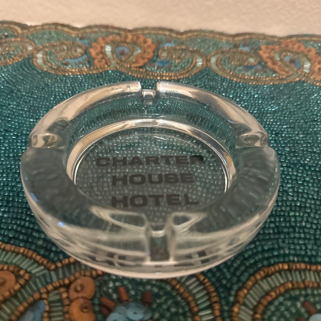 Mid-Century Modern Molded Glass Charter House Hotel Advertising Ashtray For Sale - Image 4 of 6