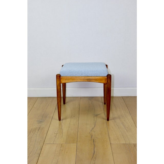Stool with a Blue Boucle Seat in Light Blue by Edmund Homa, 1970s For Sale - Image 6 of 6