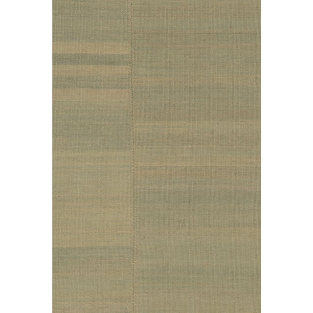Rug & Kilim’s Contemporary Textural Solid Kilim in Ice Blue and Gold Tomes For Sale In New York - Image 6 of 10