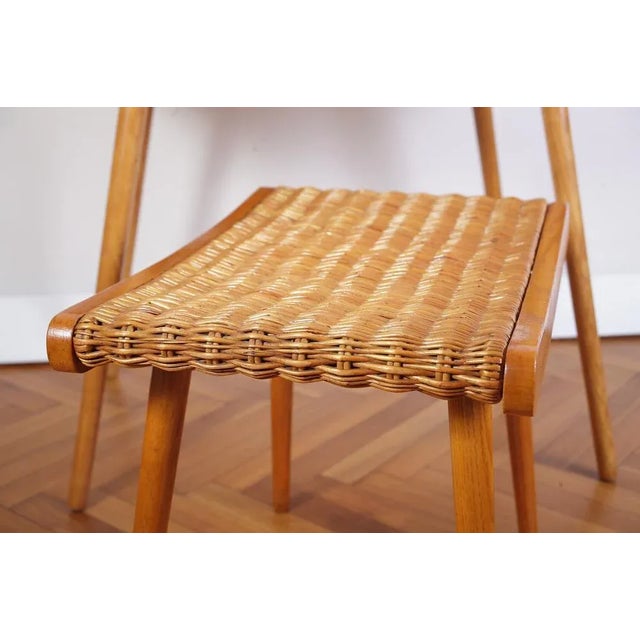 Mid-Century Ash and Wickerwork Side Table and Stool from Uluv, 1960s, Set of 2 For Sale - Image 11 of 18