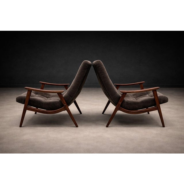 Brazilian Modern Pair of Armchairs in Brazilian Hardwood & Fabric, Gelli, Brazil, 1960s - Lot 508 For Sale - Image 9 of 16