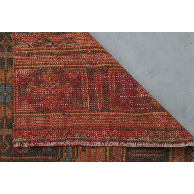 Vintage Turkish Hand-Knotted Wool Cotton Brown Runner Rug For Sale - Image 11 of 12