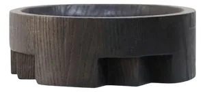 Small Burnt and Wazed Oak Black Disk Tray by Arno Declercq