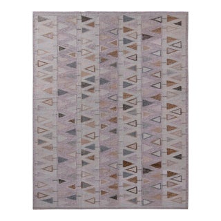 Rug & Kilim’s Scandinavian Geometric Purple & Blue Outdoor Rug - 12'x16' For Sale