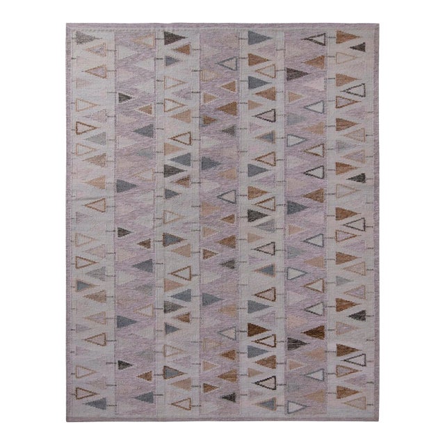 Rug & Kilim’s Scandinavian Geometric Purple & Blue Outdoor Rug - 12'x16' For Sale