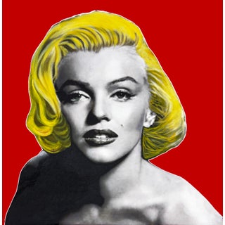 Steve Kaufman, Marilyn - Glamour (Red), Large Unique Painting For Sale