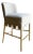 Linen Slip Covered Counter Height Stools With Solid White Oak Legs & Brass Foot For Sale