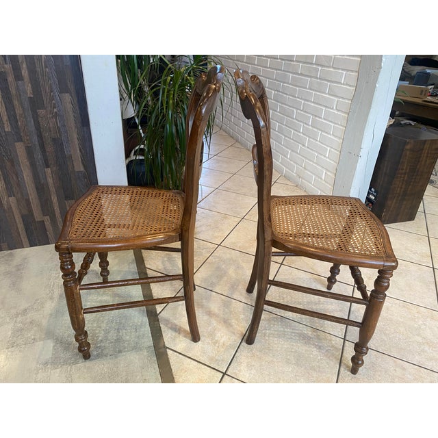 Antique Cane and Wood Chairs, 1890s, Set of 2 For Sale - Image 10 of 18