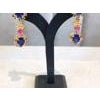 Bochic "Capri" Blue & Multi Sapphire & Ruby Earrings Set In 18K Gold & Silver For Sale - Image 16 of 18