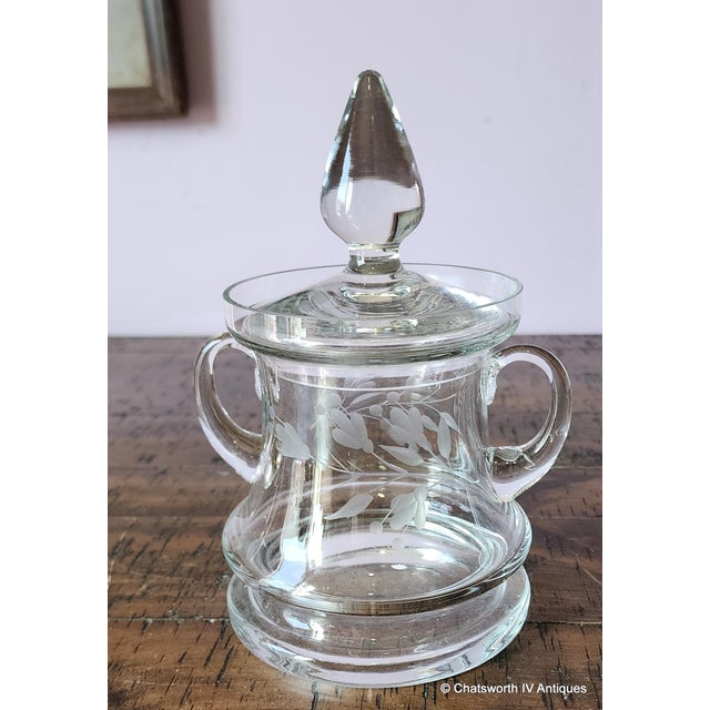 Vintage Krosno Poland Etched Crystal Larger Sized Lidded Sugar Bowl & Creamer, c1970s. Excellent condition. Measures 5.5...