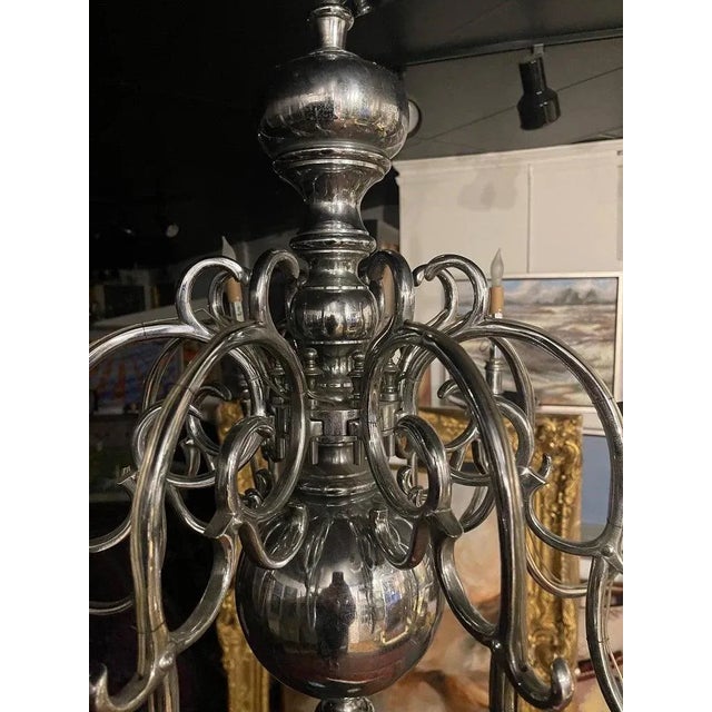 Early 20th Century English Silver Plate Eight-Light Chandelier For Sale - Image 9 of 11