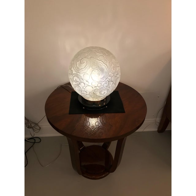 Silver French Art Deco Table Lamp by Sabino With Geometric Motif For Sale - Image 8 of 12