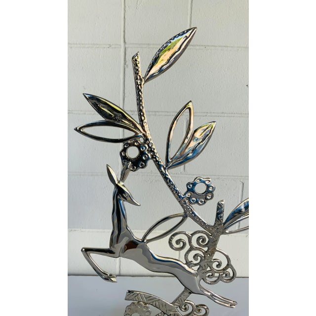 Art Deco Global Views Art Deco Style Polished Nickel Deer Sculpture For Sale - Image 3 of 5