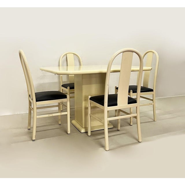 Lacquered Wooden Chairs, 1980s, Set of 4 For Sale - Image 10 of 11