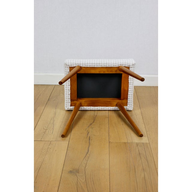 High Stool in Cream Herringbone For Sale - Image 6 of 9
