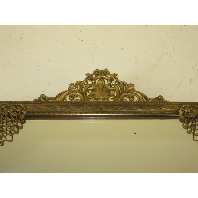 Neoclassical French Dresser Tray Antique Bronze Mirrored Openwork Handles For Sale - Image 9 of 12