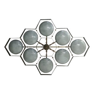 21st Century Hive Bronze Glossy Gray Murano Flush Mount by Fabio LTD For Sale