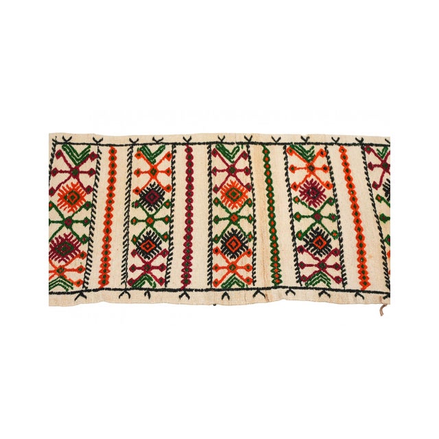 Vintage Embroidered Small Kilim Rug - 1`10″ X 3`11″ Ft. For Sale - Image 4 of 6