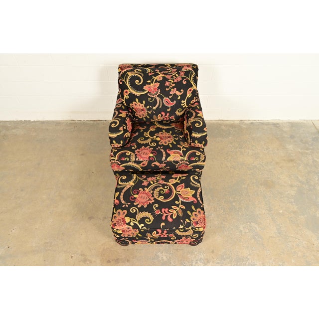 Smith Brothers of Berne Contemporary Lounge Chair and Ottoman in Paisley Upholstery For Sale In South Bend - Image 6 of 14