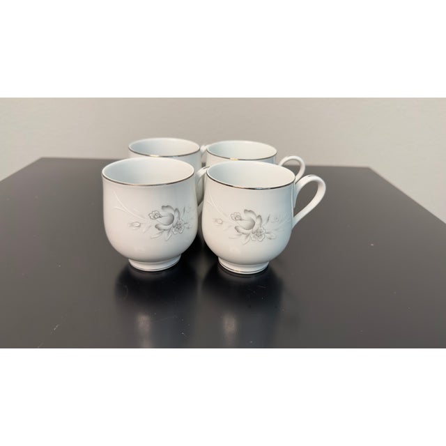 Mid-Century Modern 1960s Sango China Japan Morena 6280 Set of 4 Tea Cups/Coffee Mugs With Platinum Trim For Sale - Image 3 of 4