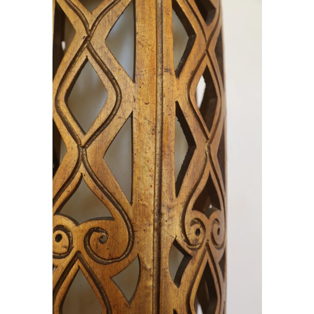 Gold 1960s Gorgeous Golden Mid-Century Brutalist Cut-Out Large Ceramic Table Lamps - A Pair For Sale - Image 8 of 17