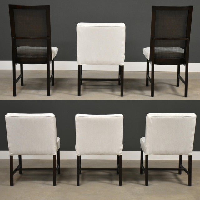 Vintage Ebonized White Dining Chairs - Set of 6 For Sale - Image 4 of 9