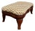Mid 20th Century Vintage Footstool With Curved Wood Legs and Mid-Century Jacquard Upholstery For Sale
