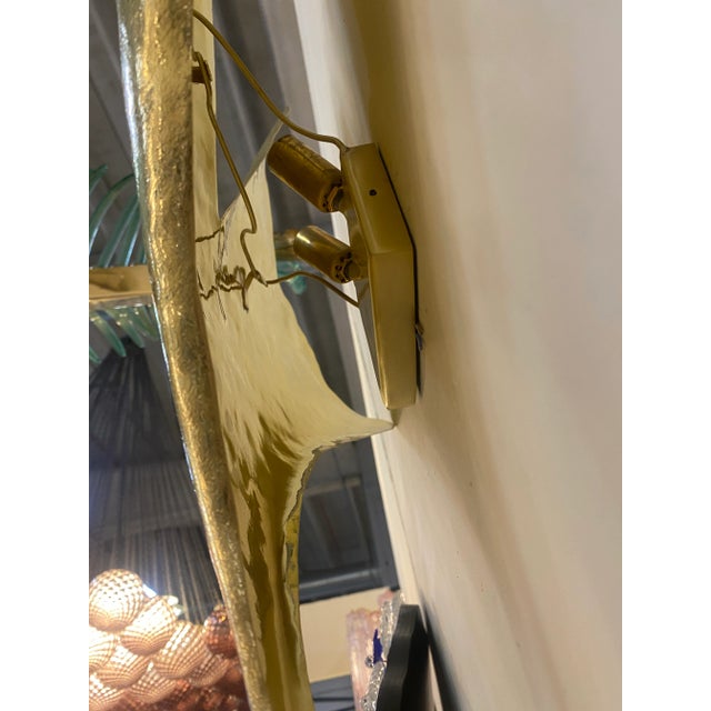 Brass Contemporary Italian Brass Leaf Wall Sconce by Simoeng For Sale - Image 8 of 10