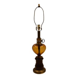 1950s Hollywood Regency Style Amber Glass Lamp