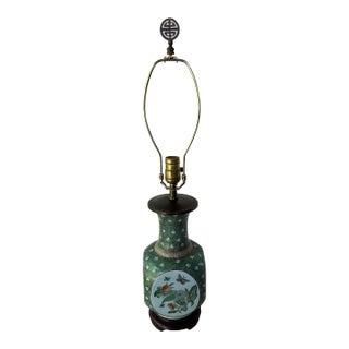 Vintage Maitland Smith Retro Asian Porcelain Flowers Butterflies Lamp For Sale
