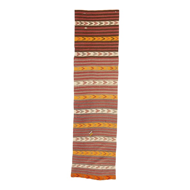 Striped Vintage Turkish Kilim Runner For Sale