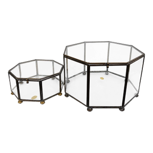 Vintage Mexican Brass & Glass Octagonal Display Boxes, Set of 2 – Micro Kit Mexico