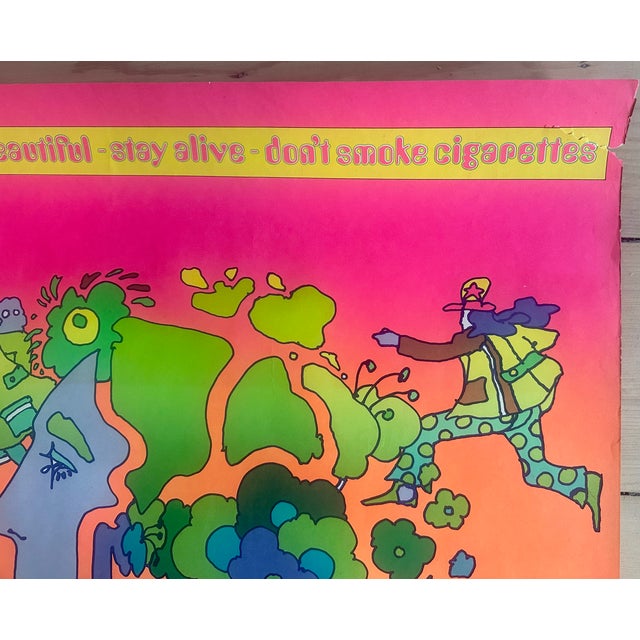 Peter Max Vintage Signed Peter Max Poster 1970s American Anti Smoking Pop Art For Sale - Image 4 of 5