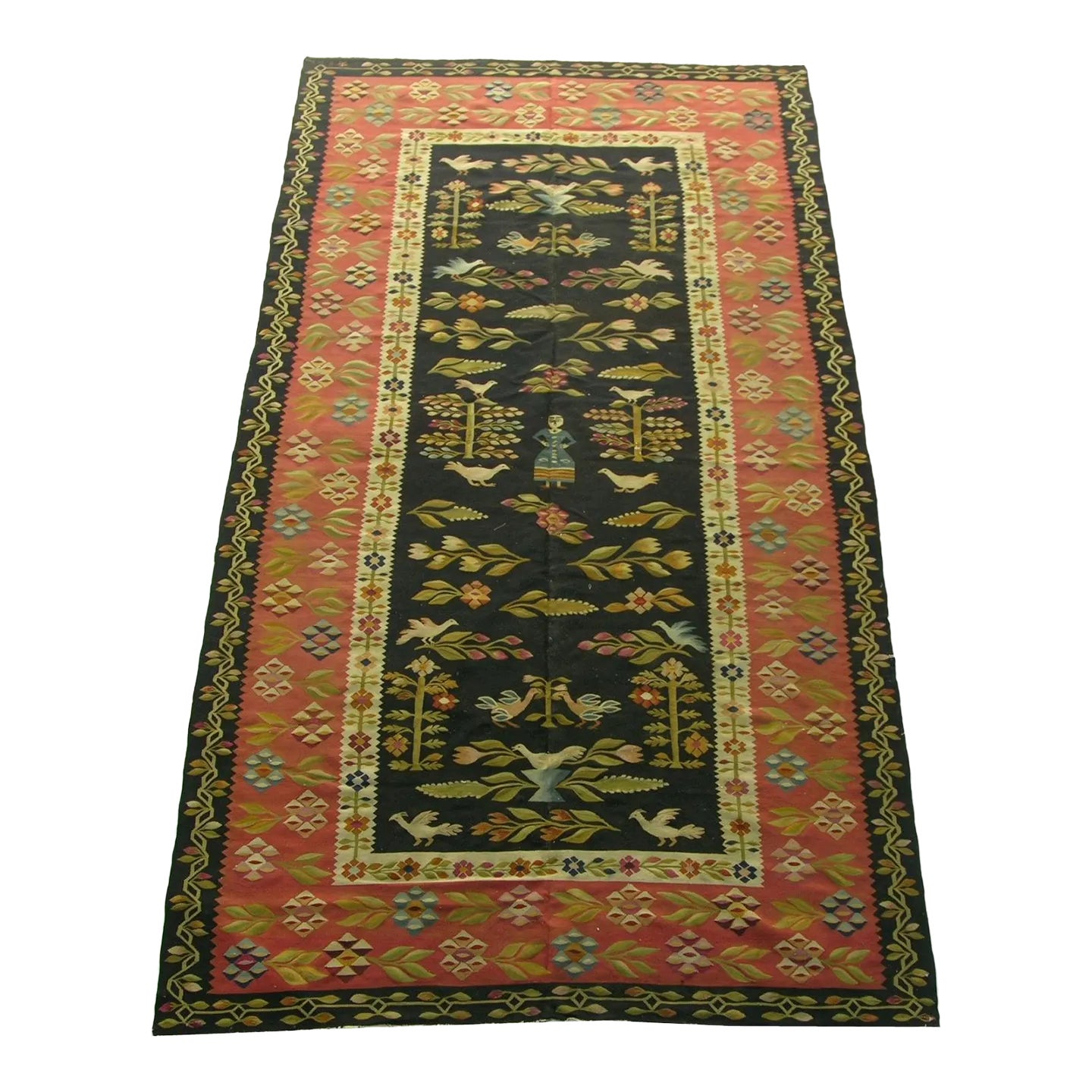 1940s Nomad Botanical Style Bessarabian Rug | Chairish