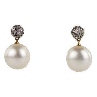 Marco Bicego. Finely Crafted Gold Earrings with Pearls and Diamonds., 2000s For Sale