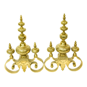 Antique Louis XV Style Gilt Bronze Chenets- a Pair